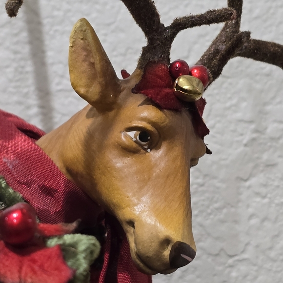 Rare Vintage Mark Roberts Deer Reindeer Stocking 55" Christmas Decor Round Top, - Picture 11 of 14
